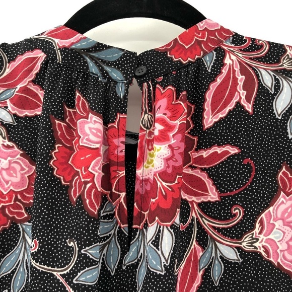 LOFT Garden Print Bell Sleeve Blouse Flowy S NWT Floral Flower Print Keyhole New - Picture 11 of 11